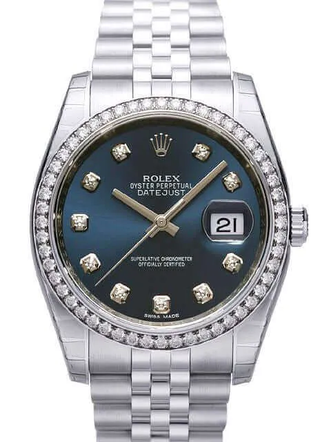 Rolex Datejust 36 116244 Blau Diamant Jubile-Band