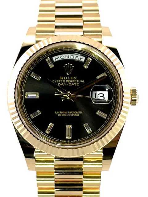 Rolex Day-Date 40 18 kt Gelbgold 228238 schwarzes Diamantzifferblatt
