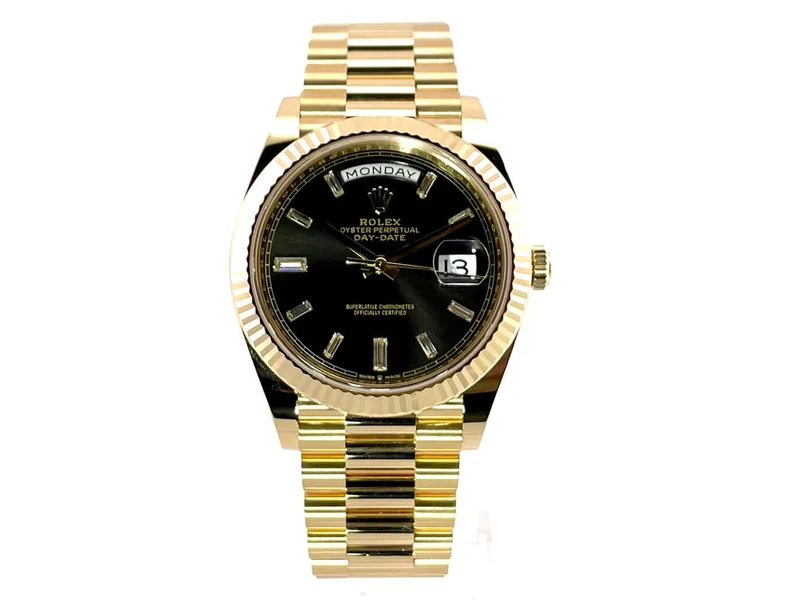 Rolex Day-Date 40 18 kt Gelbgold 228238 schwarzes Diamantzifferblatt