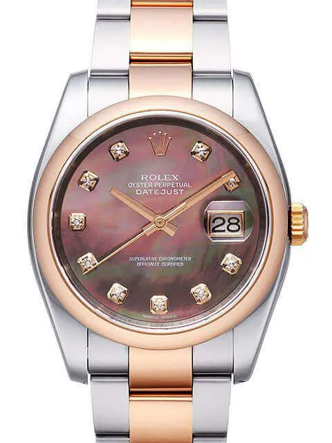 Rolex Datejust 36mm Edelstahl Roségold 116201 Black MOP DIA