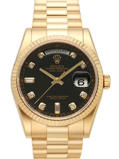 Rolex Day-Date 36 118238 Gelbgold Schwarz Diamant