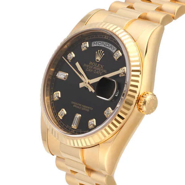 Rolex Day-Date 36 118238 Gelbgold Schwarz Diamant