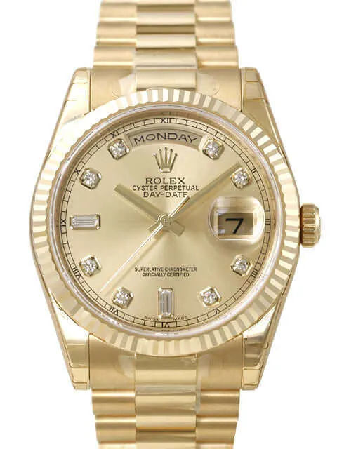 Rolex Day-Date 36 118238 Gelbgold Champagner Diamant