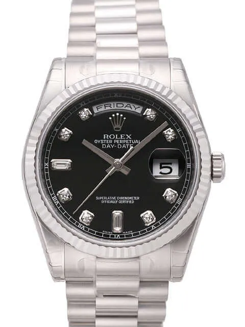 Rolex Day-Date 36 118239 Weißgold Schwarz Diamant