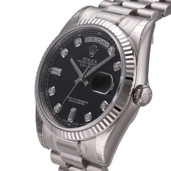 Rolex Day-Date 36 118239 Weißgold Schwarz Diamant