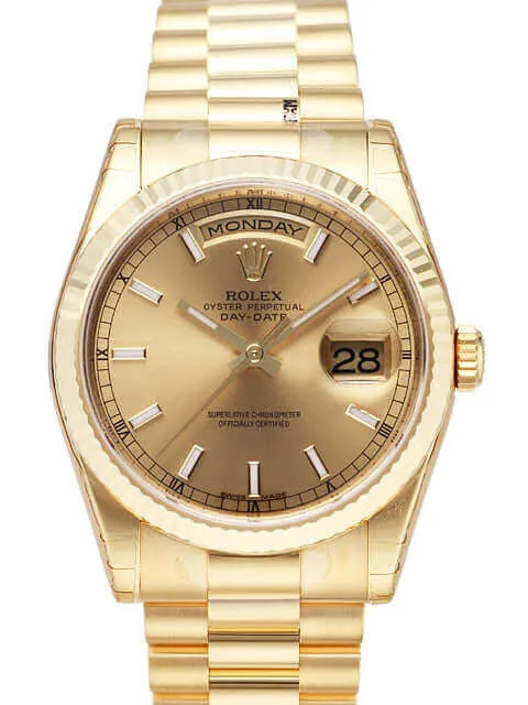 Rolex Day-Date 36 118238 Gelbgold Champagner Index