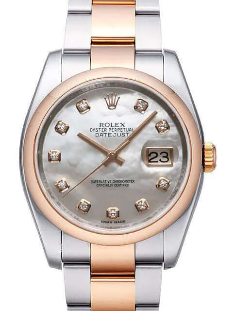 Rolex Datejust 36 Edelstahl Roségold 116201 Perlmutt DIA