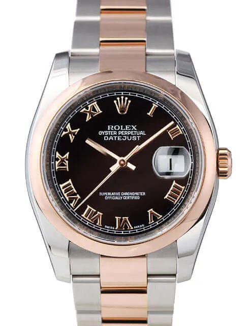Rolex Datejust 36 Edelstahl Roségold 116201 Schwarz R