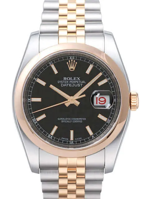 Rolex Datejust 36 Edelstahl Roségold 116201 Schwarz Jubile-Band
