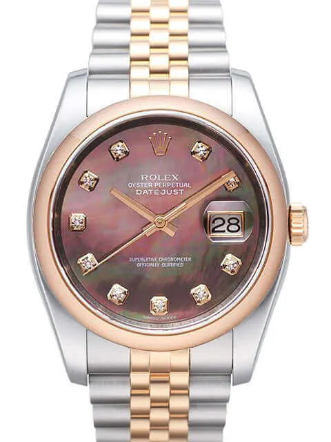 Rolex Datejust 36 Edelstahl Roségold 116201 Black MOP DIA Jub