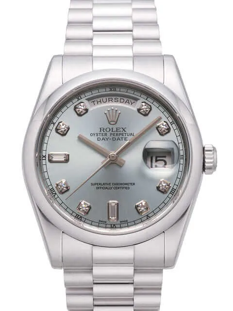 Rolex Day-Date 36 118206 Platin Eisblau Diamant