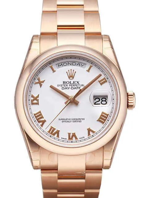 Rolex Day-Date 36 118205 Everose-Gold Weiß Römisch