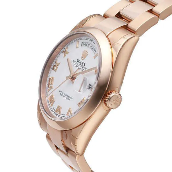 Rolex Day-Date 36 118205 Everose-Gold Weiß Römisch