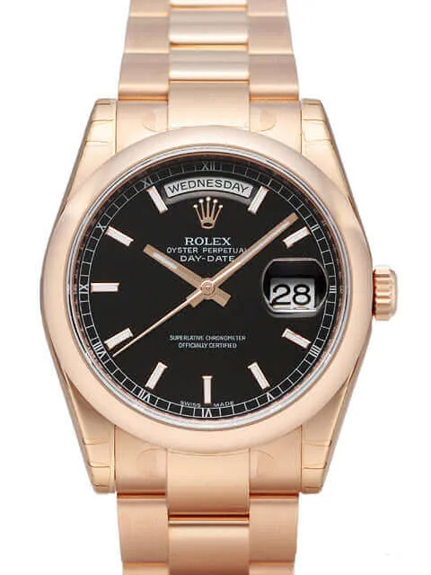 Rolex Day-Date 36 118205 Everose-Gold Schwarz Index