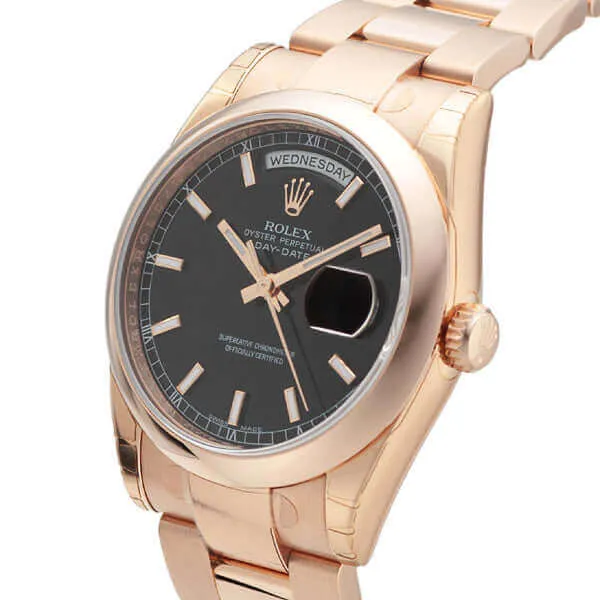 Rolex Day-Date 36 118205 Everose-Gold Schwarz Index