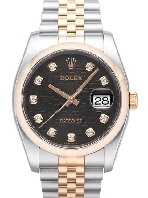 Rolex Datejust 36 Edelstahl Roségold 116201 Jubile Schwarz DIA Jub