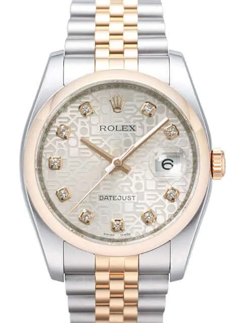Rolex Datejust 36 Edelstahl Roségold 116201 Jubile Silber DIA Jub