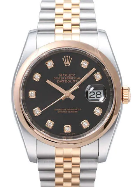 Rolex Datejust 36 Edelstahl Roségold 116201 Schwarz DIA Jub
