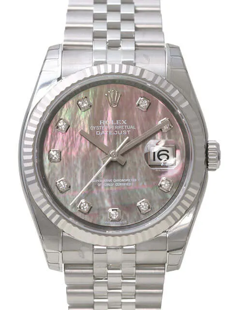 Rolex Datejust 36 116234 Perlmutt Dunkel Diamant Jubile-Band