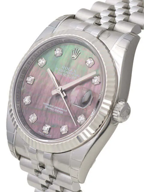 Rolex Datejust 36 116234 Perlmutt Dunkel Diamant Jubile-Band