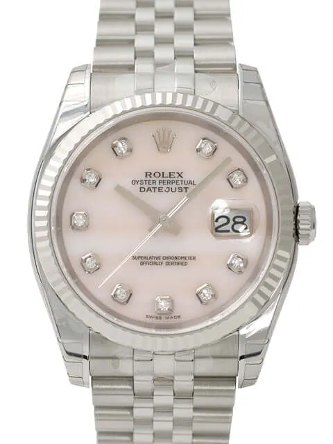 Rolex Datejust 36 116234 Pink Perlmutt Diamant Jubile-Band