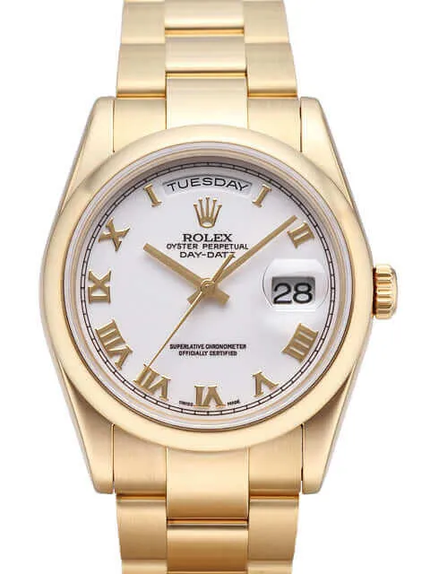 Rolex Day-Date 36 118208 Gelbgold Weiß Römisch