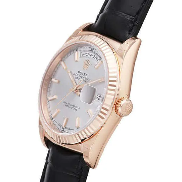 Rolex Day-Date 36 118135 Everose-Gold Leder Rhodium Index