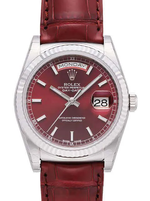 Rolex Day-Date 36 118139 Weißgold Leder Rot Index