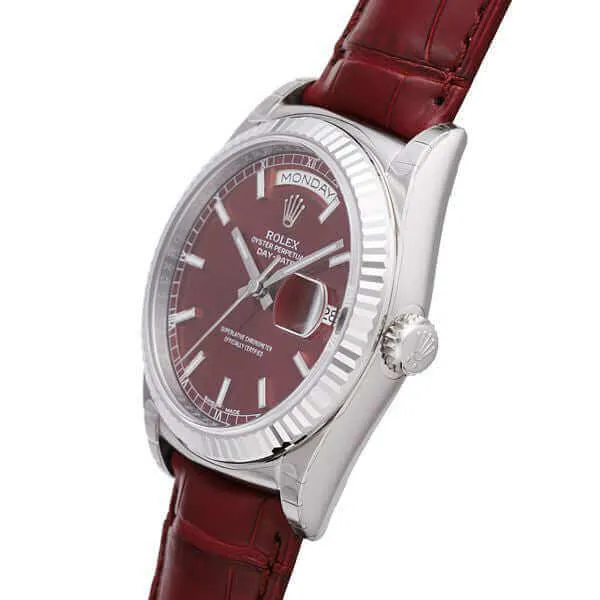 Rolex Day-Date 36 118139 Weißgold Leder Rot Index