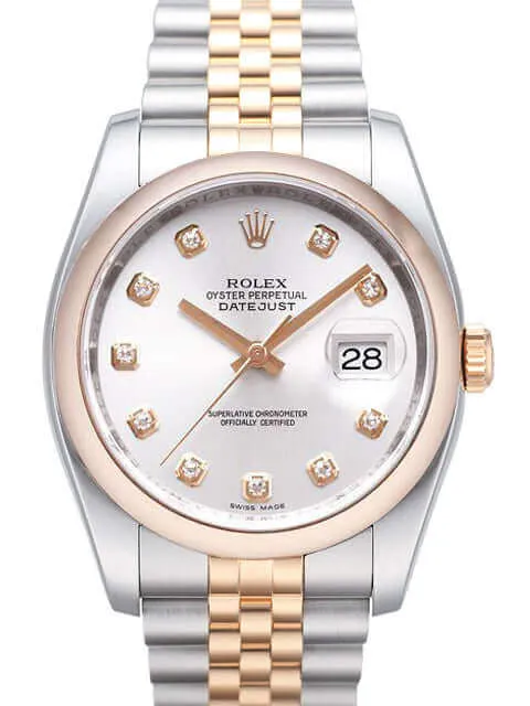 Rolex Datejust 36 Edelstahl Roségold 116201 Silber DIA Jub