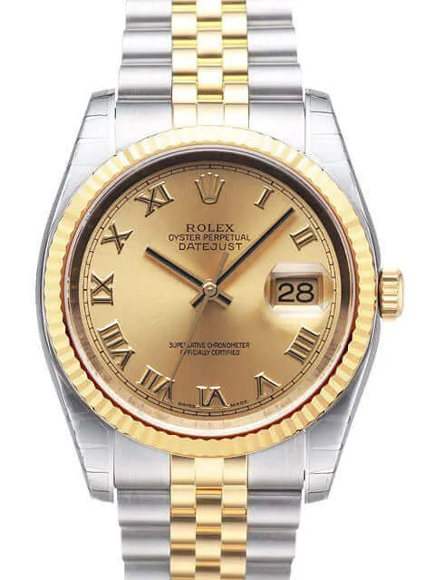 Rolex Datejust 36 Edelstahl Gelbgold 116233 Champagner Jub