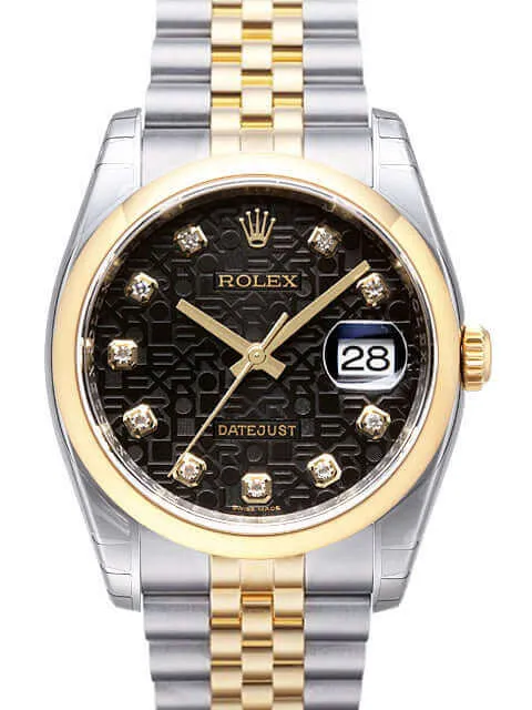 Rolex Datejust 36 Edelstahl Gelbgold 116203 Schwarz J DIA Jub