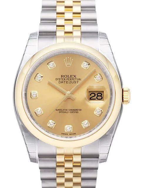 Rolex Datejust 36 Edelstahl Gelbgold 116203 Champagner DIA Jub