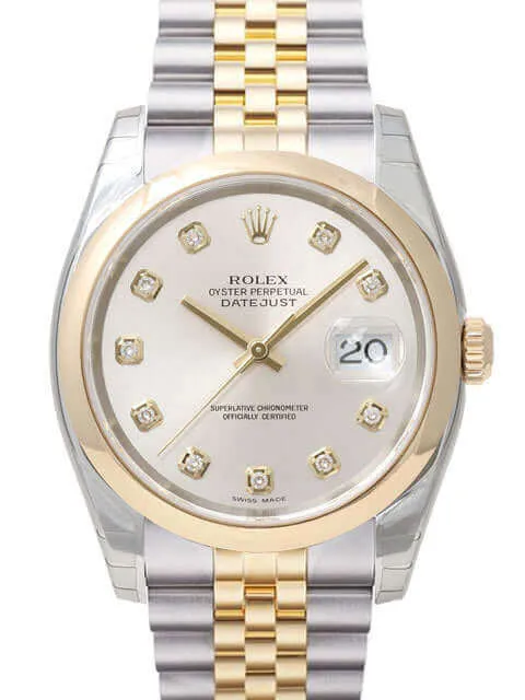 Rolex Datejust 36 Edelstahl Gelbgold 116203 Silber DIA Jub