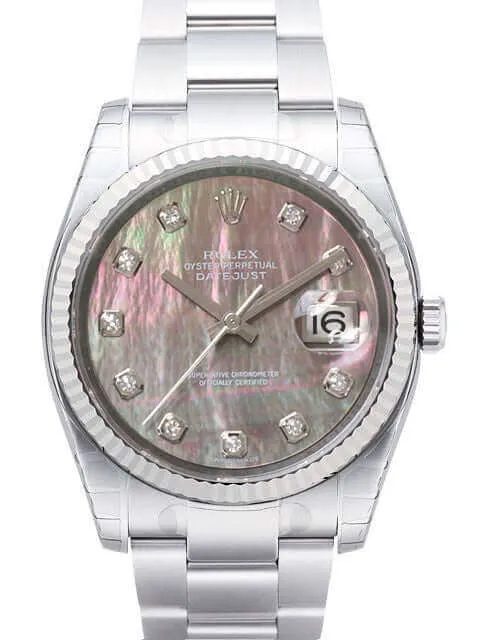 Rolex Datejust 36mm Edelstahl Weißgold 116234 Black MOP