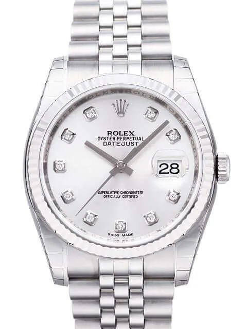 Rolex Datejust 36 mm Edelstahl Weißgold 116234 Silber DIA