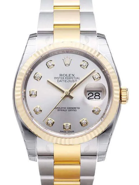 Rolex Datejust 36 Edelstahl Gelbgold 116233 Silber DIA