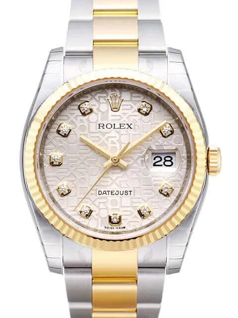 Rolex Datejust 36 Edelstahl Gelbgold 116233 Silber J DIA