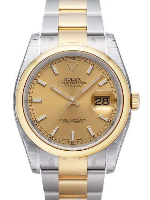 Rolex Datejust 36 Edelstahl Gelbgold 116203 Champagner
