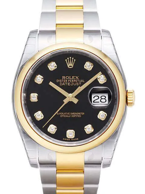 Rolex Datejust 36 Edelstahl Gelbgold 116203 Schwarz DIA