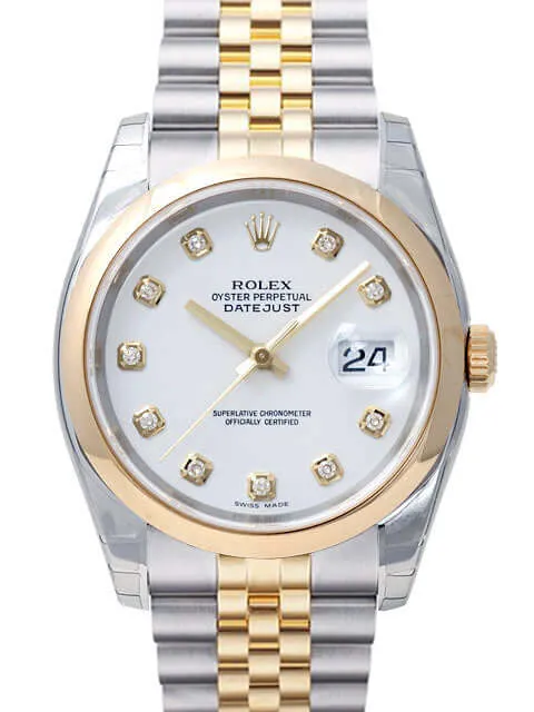 Rolex Datejust 36 Edelstahl Gelbgold 116203 Weiß DIA Jub