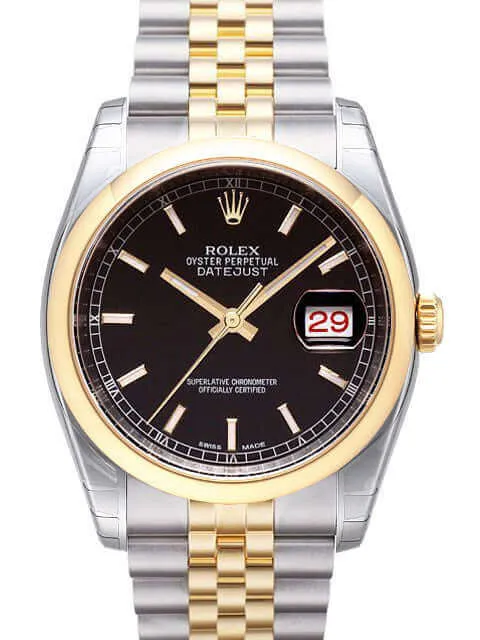 Rolex Datejust 36 Edelstahl Gelbgold 116203 Schwarz Jub