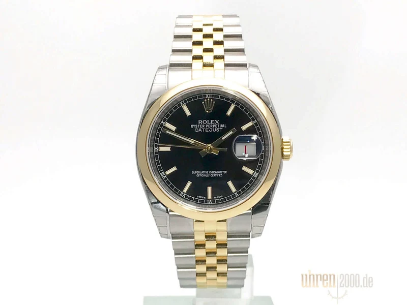 Rolex Datejust 36 Edelstahl Gelbgold 116203 Schwarz Jub