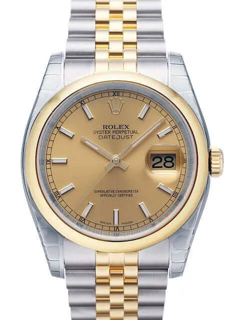 Rolex Datejust 36 Edelstahl Gelbgold 116203 Champagner Jub