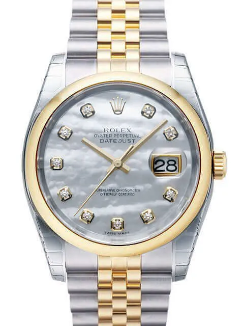 Rolex Datejust 36 Edelstahl Gelbgold 116203 Perlmutt DIA Jub
