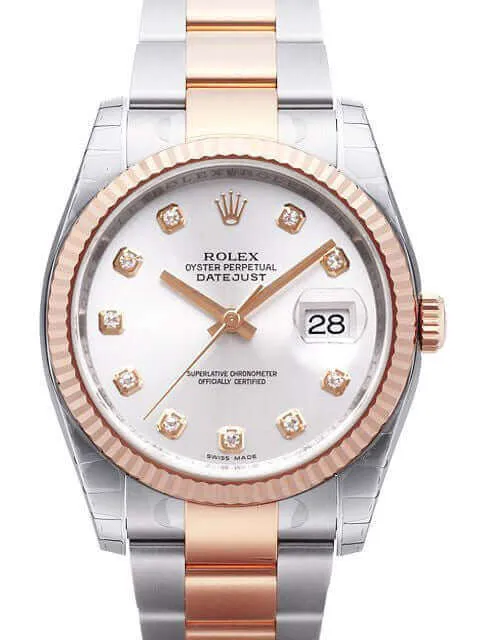 Rolex Datejust 36 mm Edelstahl Roségold 116231 Silber Dia