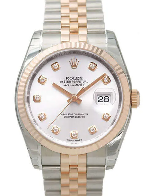 Rolex Datejust 36 mm Edelstahl Roségold 116231 Silber DIA Jubile-Band