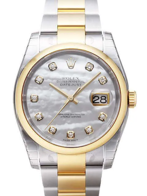 Rolex Datejust 36 Edelstahl Gelbgold 116203 Perlmutt DIA
