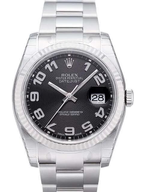Rolex Datejust 36 Edelstahl Weißgold 116234 Schwarz Arabisch