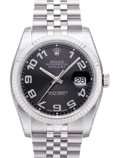 Rolex Datejust 36 Edelstahl Weißgold 116234 Schwarz Arabisch Jub